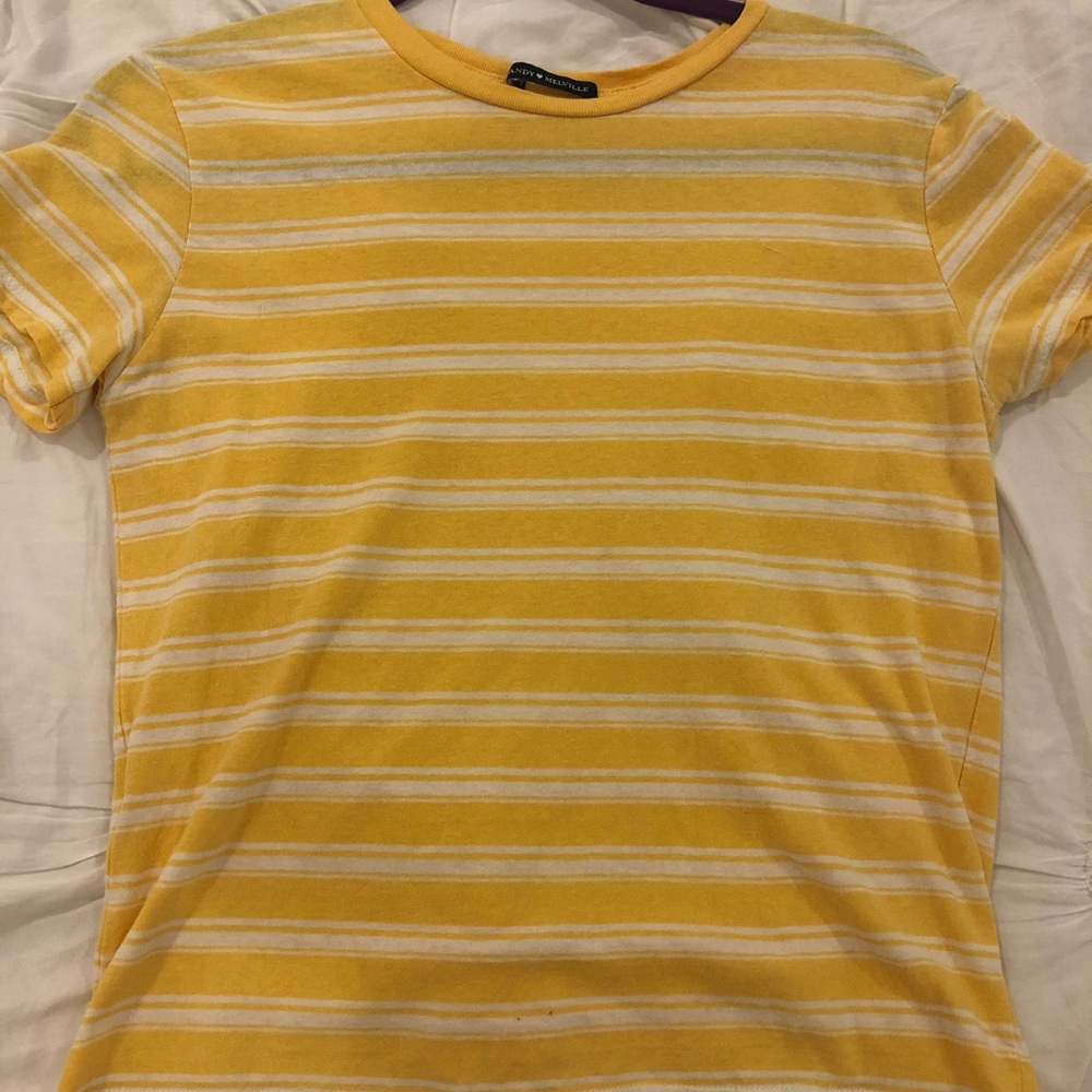 brandy melville yellow striped tee